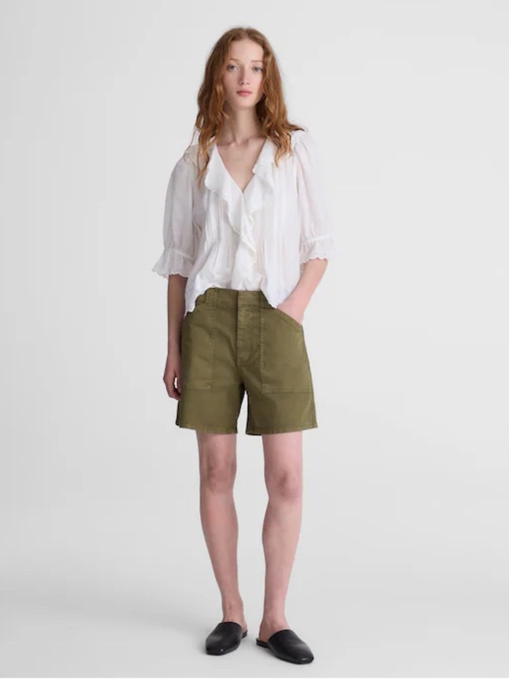 Madewell The Essex Utility Short Comfort Stretch Faded Ivy Green Size 31
